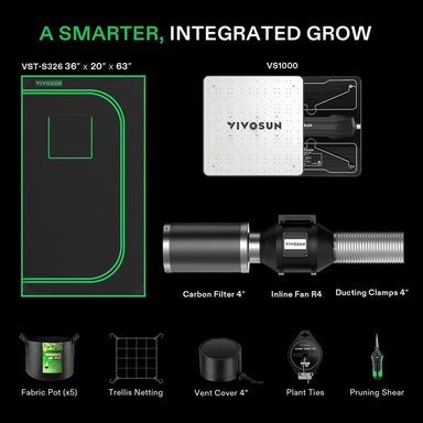 Vivosun Standard Grow Tent Kit GIY-32 2x3, 2-Plant Complete System kit includes showing what is in the kit 
