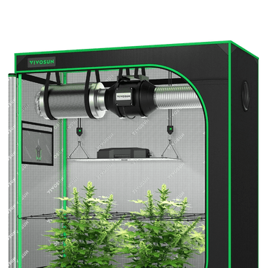 Vivosun Standard Grow Tent Kit GIY-42 2x4, 2-Plant Complete System R4 Inline Fan front view 