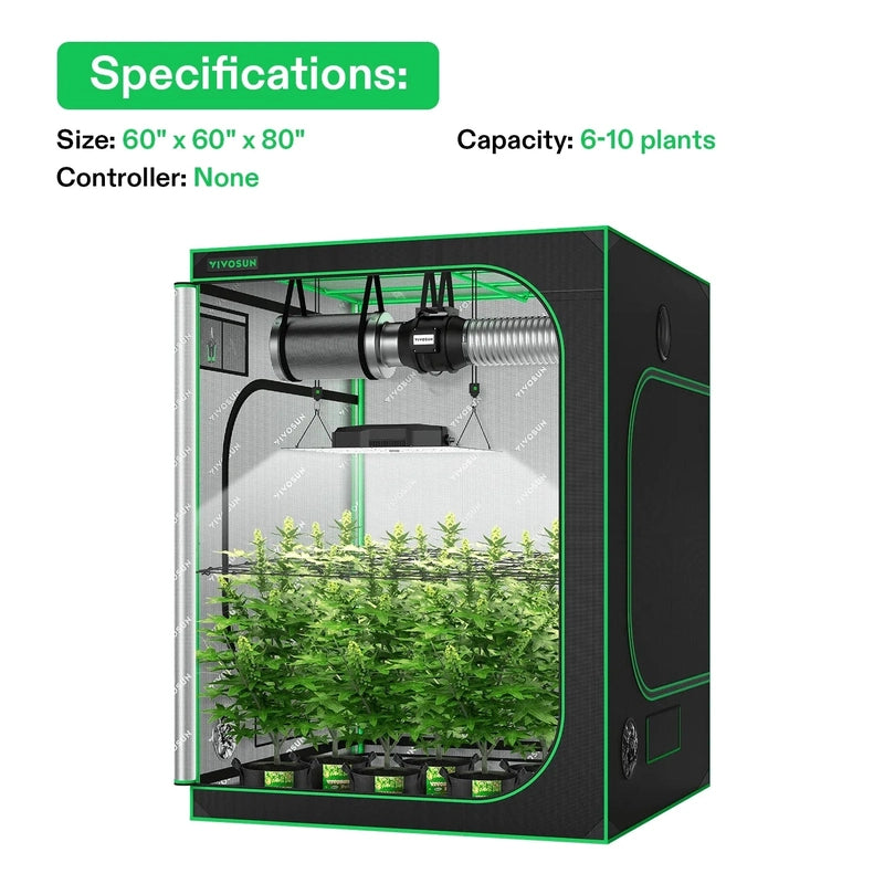 Vivosun Standard Grow Tent Kit GIY-55 5x5, 6-Plant Complete System specifications 