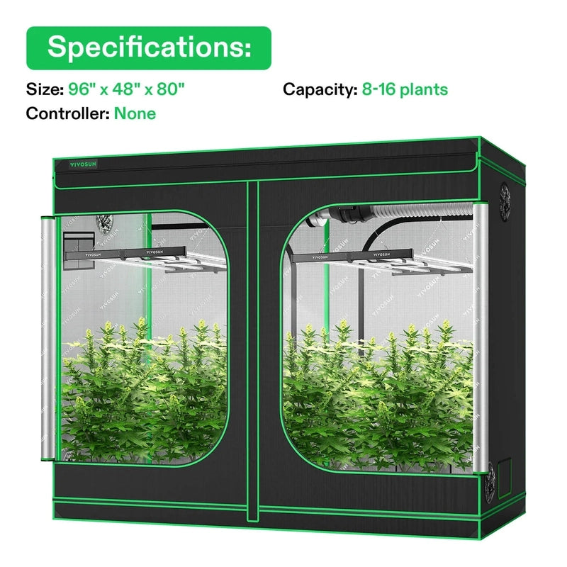 Vivosun Standard Grow Tent Kit GIY-84 4x8, 8-Plant Complete System specifications 