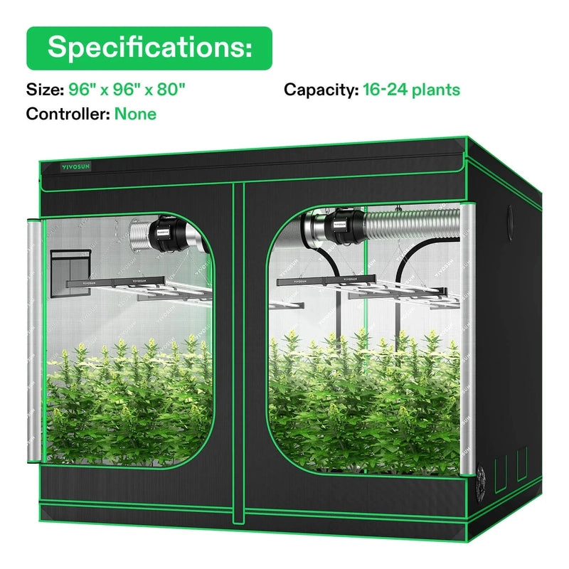 Vivosun Standard Grow Tent Kit GIY-88 8x8, 16-Plant Complete System kit specifications 