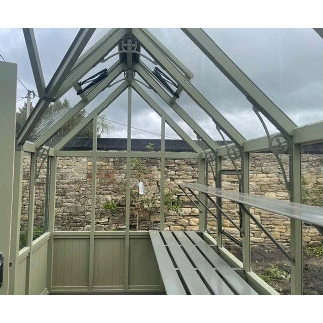 Durham T-Shaped Cedar Half-Boarded Greenhouse – Compact Portico Design, Premium Cedar Frame