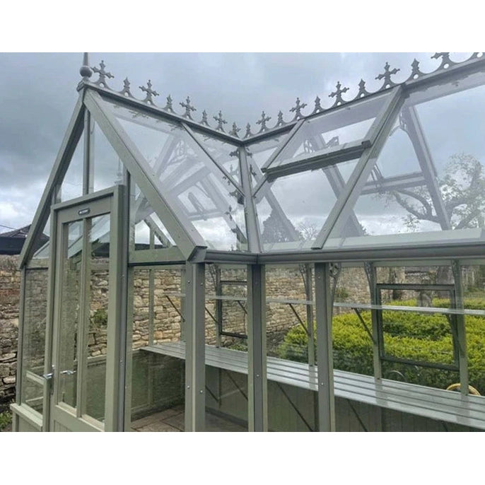 Durham T-Shaped Cedar Half-Boarded Greenhouse – Compact Portico Design, Premium Cedar Frame
