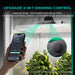 Mars Hydro TSW2000 300W 4x4 Smart Grow Tent Kit with iControl Smart lighting control system with smartphone app, manual knob, and plant in the background.