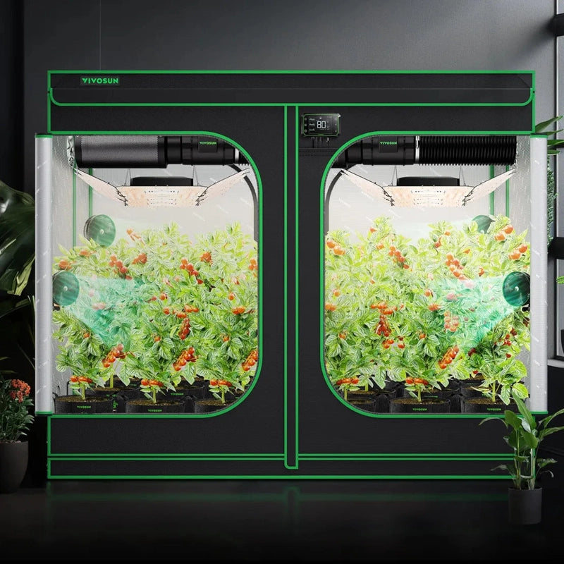VIVOSUN Grow Tent S888 – 8x8 ft indoor gardening system with plants growing inside, on a dark background.