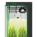 Vivosun 3x3 Starter Grow Tent Kit – 200W LumaLight & GrowHub A22  indoor grow tent with a black frame, green trim, and a hanging LED light fixture above, shown with green plants inside on a white background.
