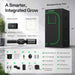 Vivosun 2x2 Smart Grow Tent Kit – 100W LumaLight & GrowHub E42A+ with integrated GrowHub controller, LumaLight 100W LED light, AeroZesh G4 humidifier, Carbon Filter, and accessories, shown on a light gray background with product dimensions and included items listed.