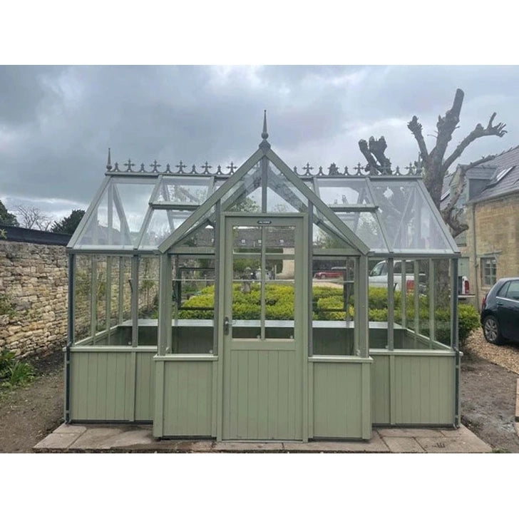 Durham T-Shaped Cedar Half-Boarded Greenhouse – Compact Portico Design, Premium Cedar Frame