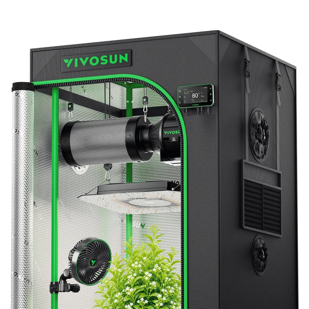 Vivosun 2x2 Smart Grow Tent Kit Pro – AeroLight Gen2 120W & GrowHub E42A+ front view on white background 