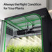 Vivosun 5x5 Smart Grow Tent Kit – 750W LumaLight & GrowHub E42A+ with green trim and interior LED lighting, shown with plants inside and the text 'Always the Right Condition for Your Plants' on a light gray background.