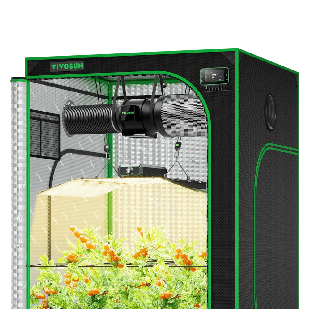 Vivosun 4x4 Smart Grow Tent Kit – 400W LumaLight & GrowHub E42A+ front view on white background 