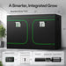 Vivosun 10x5 Smart Grow Tent Kit – 2x 750W LumaLight & GrowHub E42A+ green trim and white ventilation windows, shown with dimension labels and accessory callouts for a smart integrated grow setup.