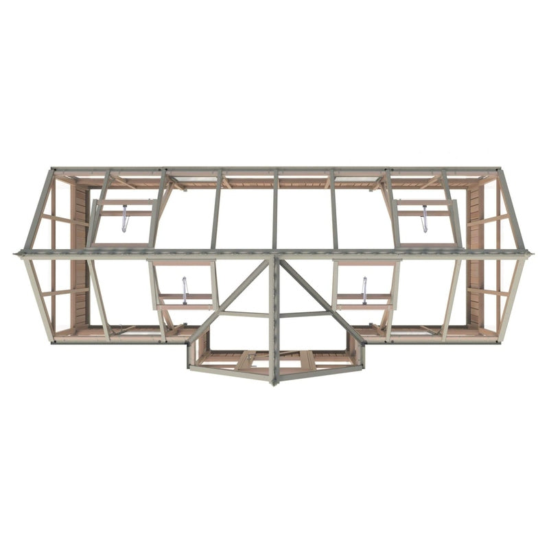 Durham T-Shaped Cedar Half-Boarded Greenhouse – Compact Portico Design, Premium Cedar Frame