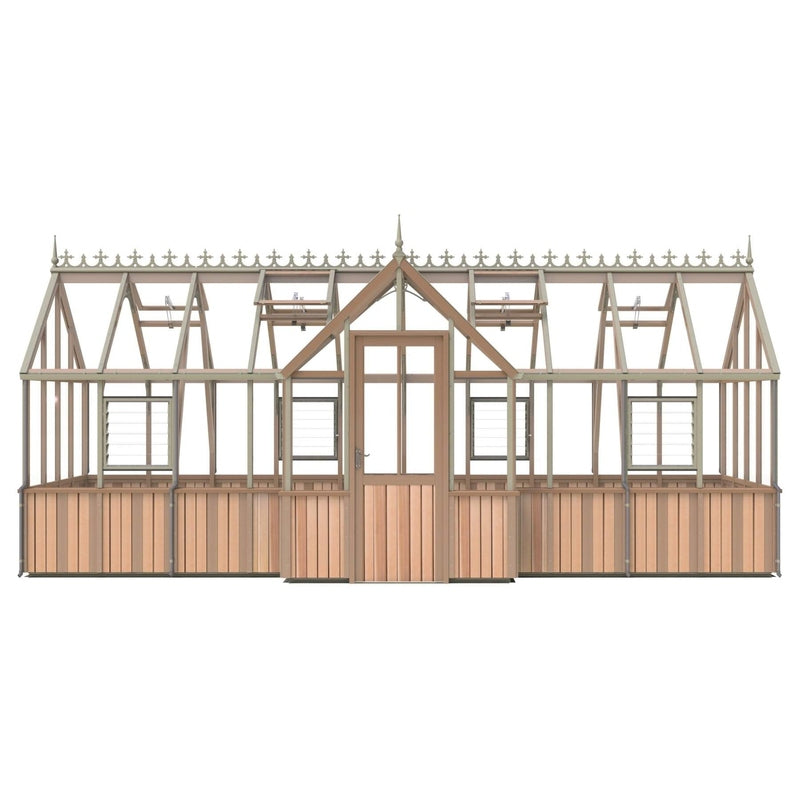 Durham T-Shaped Cedar Half-Boarded Greenhouse – Compact Portico Design, Premium Cedar Frame