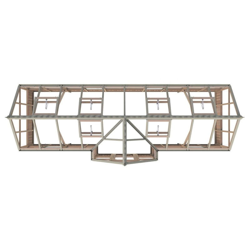 Durham T-Shaped Cedar Half-Boarded Greenhouse – Compact Portico Design, Premium Cedar Frame