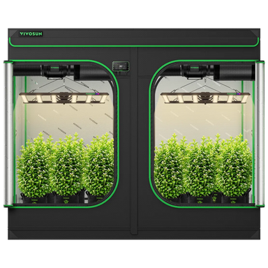 Vivosun 8x4 Smart Grow Tent Kit – 2x 500W LumaLight & GrowHub E42A+ front view on white background 