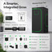Vivosun 3x3 Smart Grow Tent Kit – 320W LumaLight & GrowHub E42A+ with integrated grow light, shown with accessories and feature callouts on a light gray background. The black tent has bright green trim and dimensions are labeled as 36" x 36" x 72".