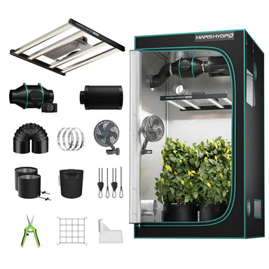 Mars Hydro FC-E3000 300W 3x3 Complete Grow Tent Kit with accessories on white background 