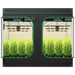 Vivosun 8x8 Smart Grow Tent Kit – 4x 500W LumaLight & GrowHub E42A+ dual-door indoor grow tent with green trim, showing two illuminated compartments filled with bright green plants. The VIVOSUN brand logo is visible on the top left corner.