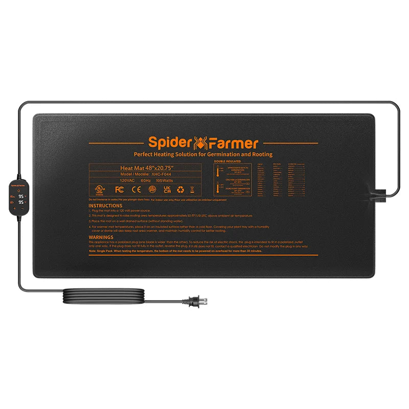 Spider Farmer® 48”X20.75” Seedling Heat Mat and Digital Thermostat for Germination