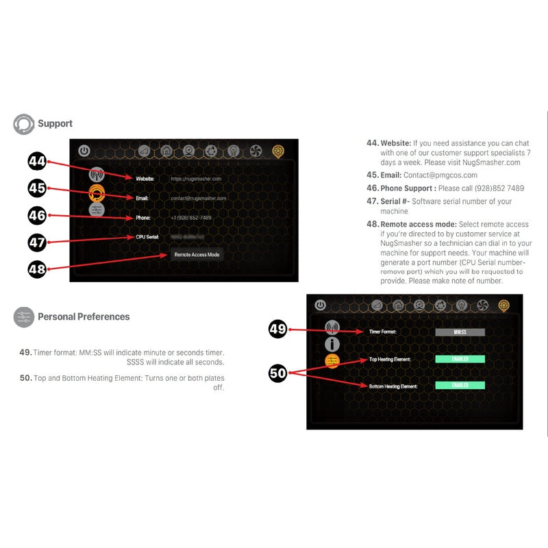 NugSmasher® IQ Rosin Press support and personal preferences on white background