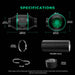 Mars Hydro FC-E1500 150W LED 2.3' x 2.3' Complete Grow Tent Kit Technical specifications of a ventilation system with measurements and components on a black background.
