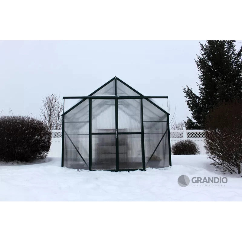 Grandio Ascent Greenhouse 8x8 – Twin-Wall Panels, Nearly 8′ Tall, All-Weather Design