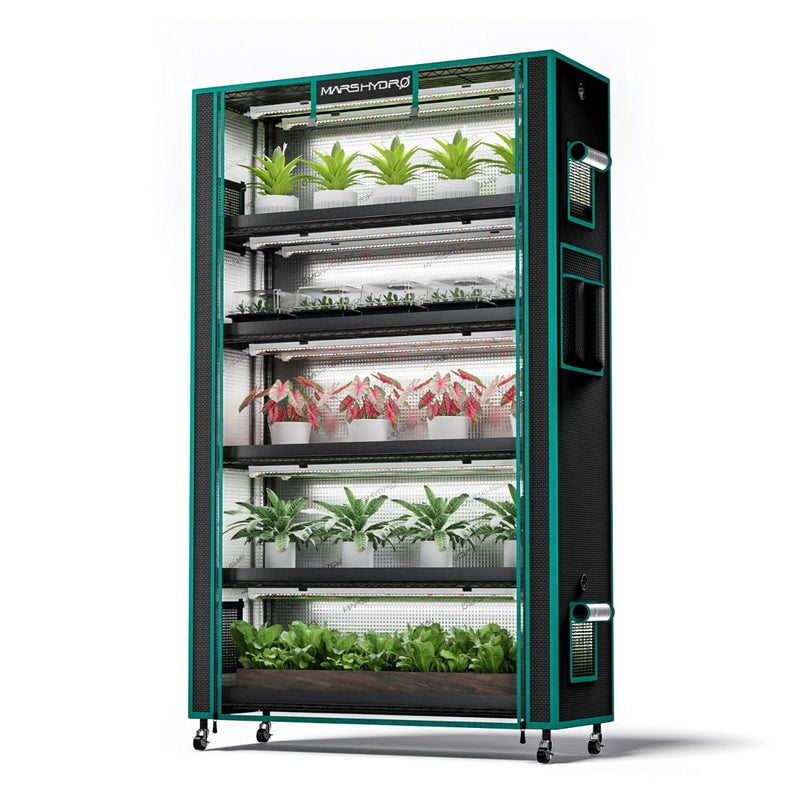 Mars Hydro 6-Tier Plant Stand with 250W LED Grow Lights & 1680D Grow Tent – Tall Indoor Plant Shelf
