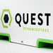 Quest 335 Dehumidifier close up of logo on a white background