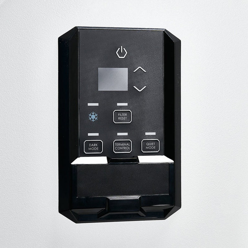Quest 335 Dehumidifier control panel on a light gray background