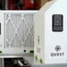 Quest 225 208/230V Dehumidifier White machine with 'Quest' branding on a blurred background