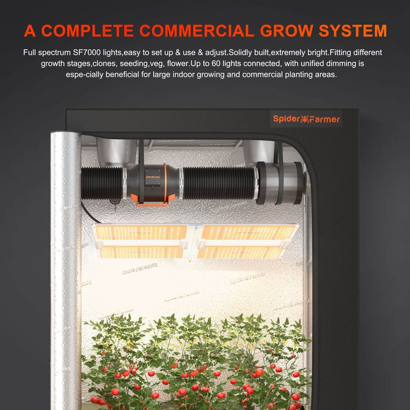 Spider Farmer SF-7000 CP Complete Grow Tent Kit W/ Ventilation System / Thermostat Controller 5x5