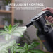Spider Farmer Electric Spray Bottle with a Person using a black spray bottle to water plants with text about intelligent control.