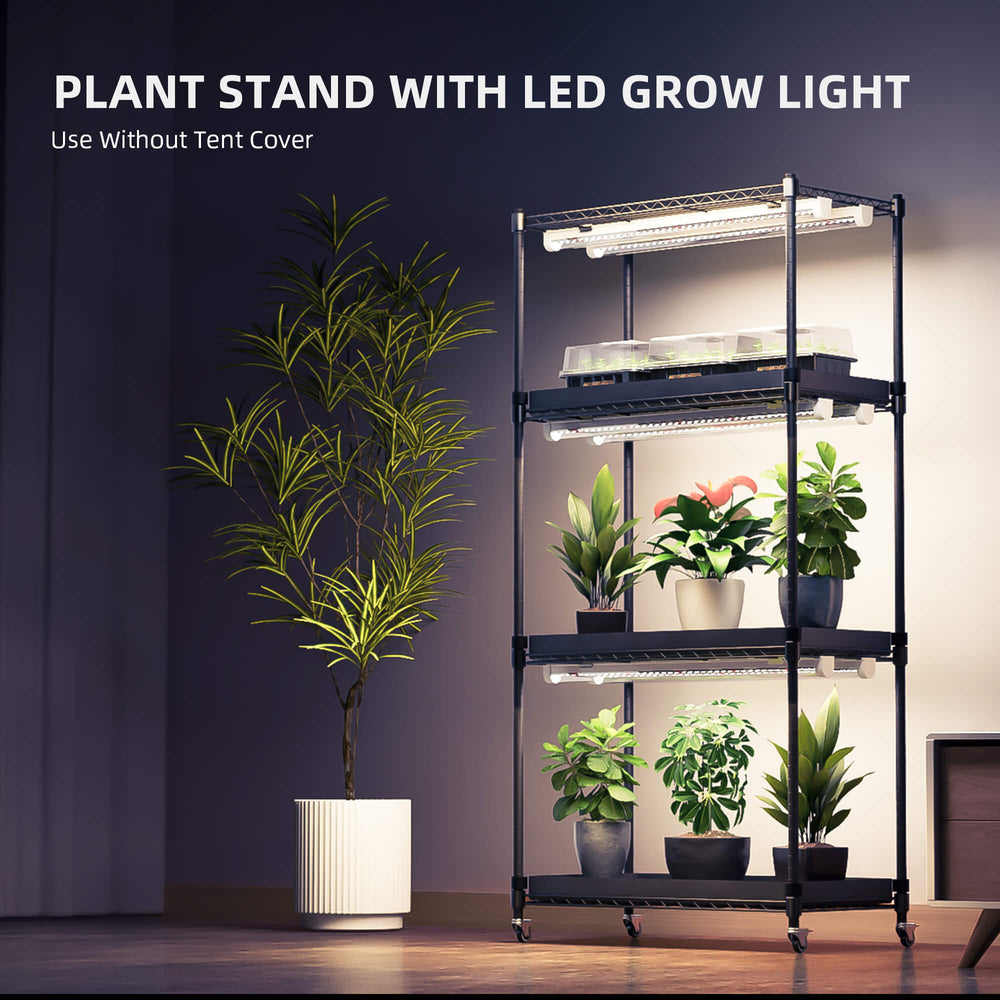 Spider Farmer 4-Tier Plant Stand with Grow Lights (108W) & 1680D Grow Tent plant stand with included lights 