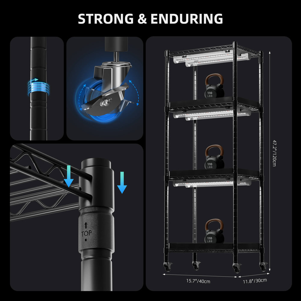 Spider Farmer 4-Tier Plant Stand with Grow Lights (54W) & 1680D Grow Tent with Seed Starter Trays strong and enduring 