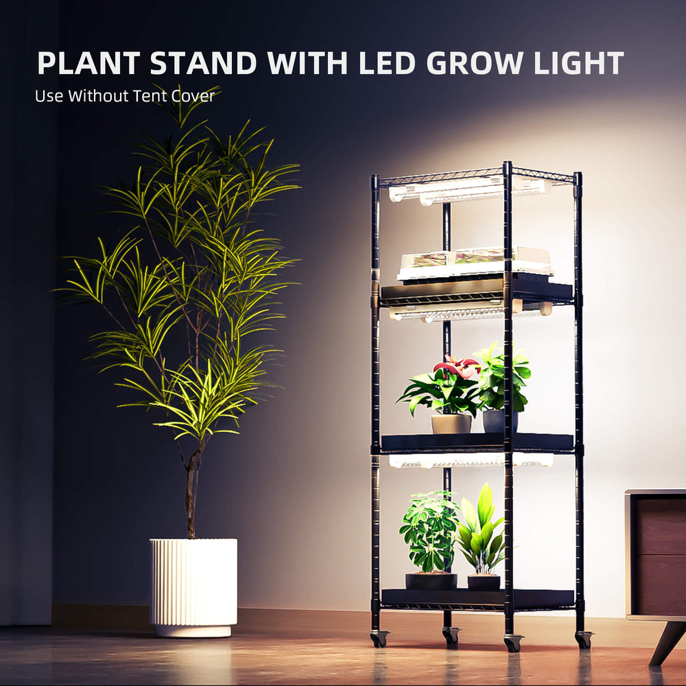 Spider Farmer 4-Tier Plant Stand with Grow Lights (54W) & 1680D Grow Tent with Seed Starter Trays plant stand with grow light 