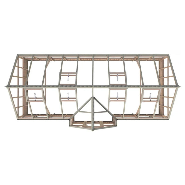 Cambridge T-Shaped Cedar Half-Boarded Greenhouse – Elegant Portico Design, Premium Cedar Frame