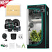 Mars Hydro TS1000 150W 2.6' x 2.6' Smart Grow Tent Kit – iControl System MaysHydro indoor grow kit bundle featuring a black grow tent with teal trim, LED light panel, ducts, fans, accessories, and plants inside, shown on a white background with a red 'NEW' banner.