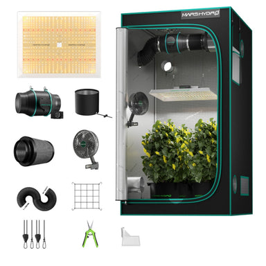 Mars Hydro TSW2000 300W LED 4x4 Complete Grow Tent Kit Marshydro indoor grow tent with accessories on a white background