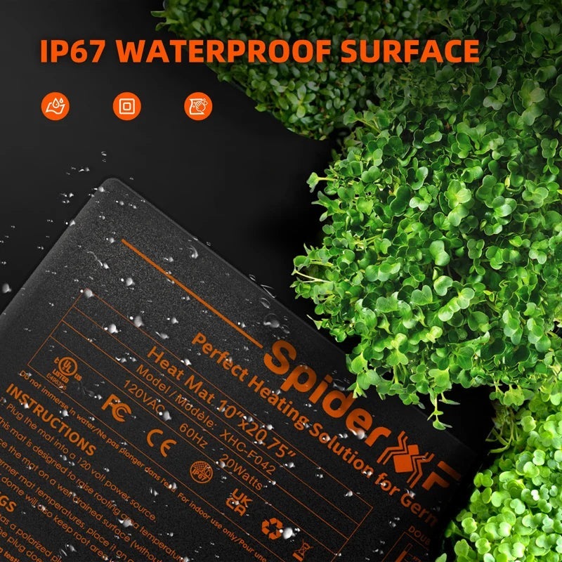 Spider Farmer® Waterproof 10”X20.75” Seedling Heat Mat With 4 Pack Seed Starter Trays for Indoor Gardening